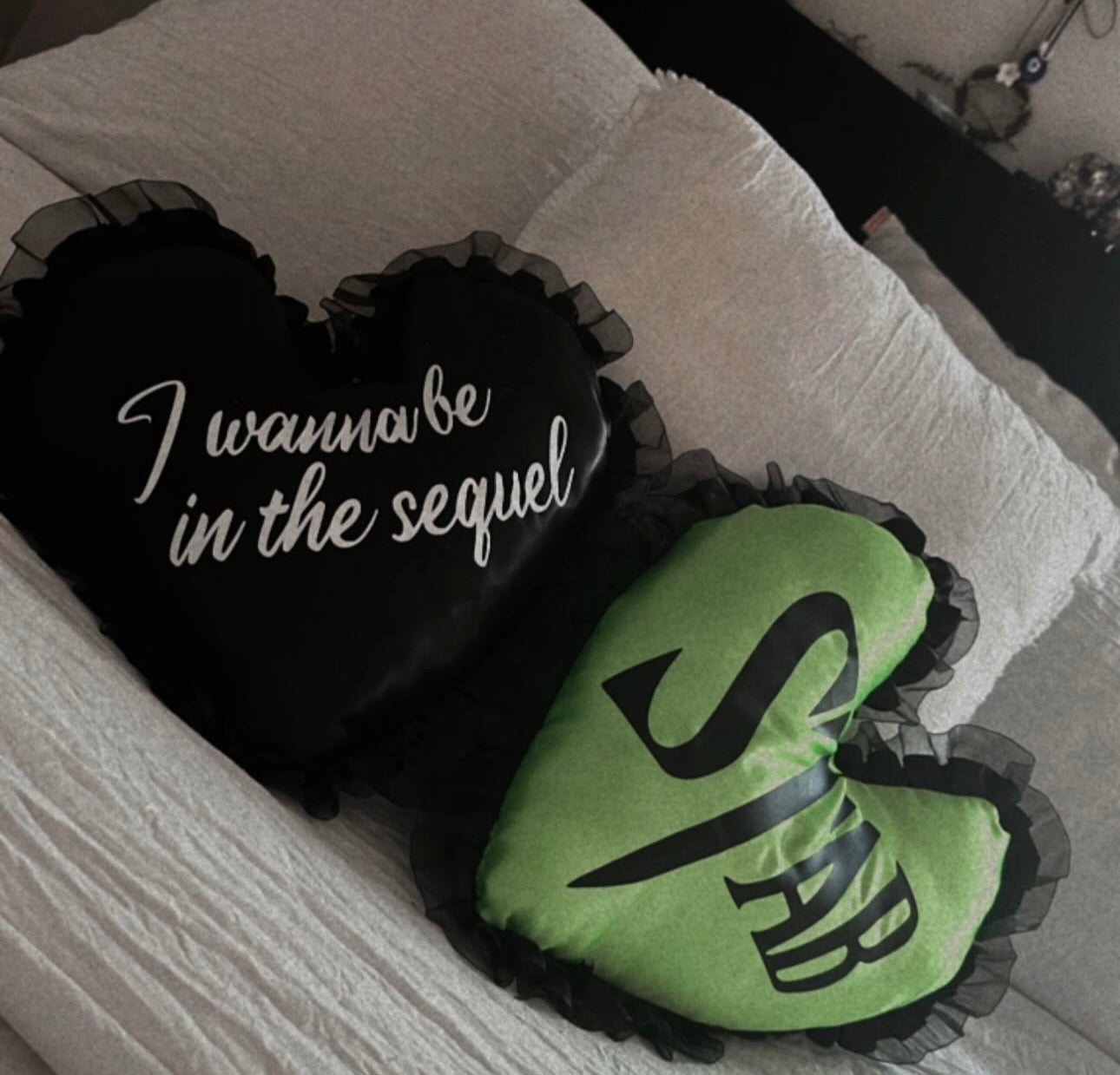 “I wanna be in the sequel” black pillow