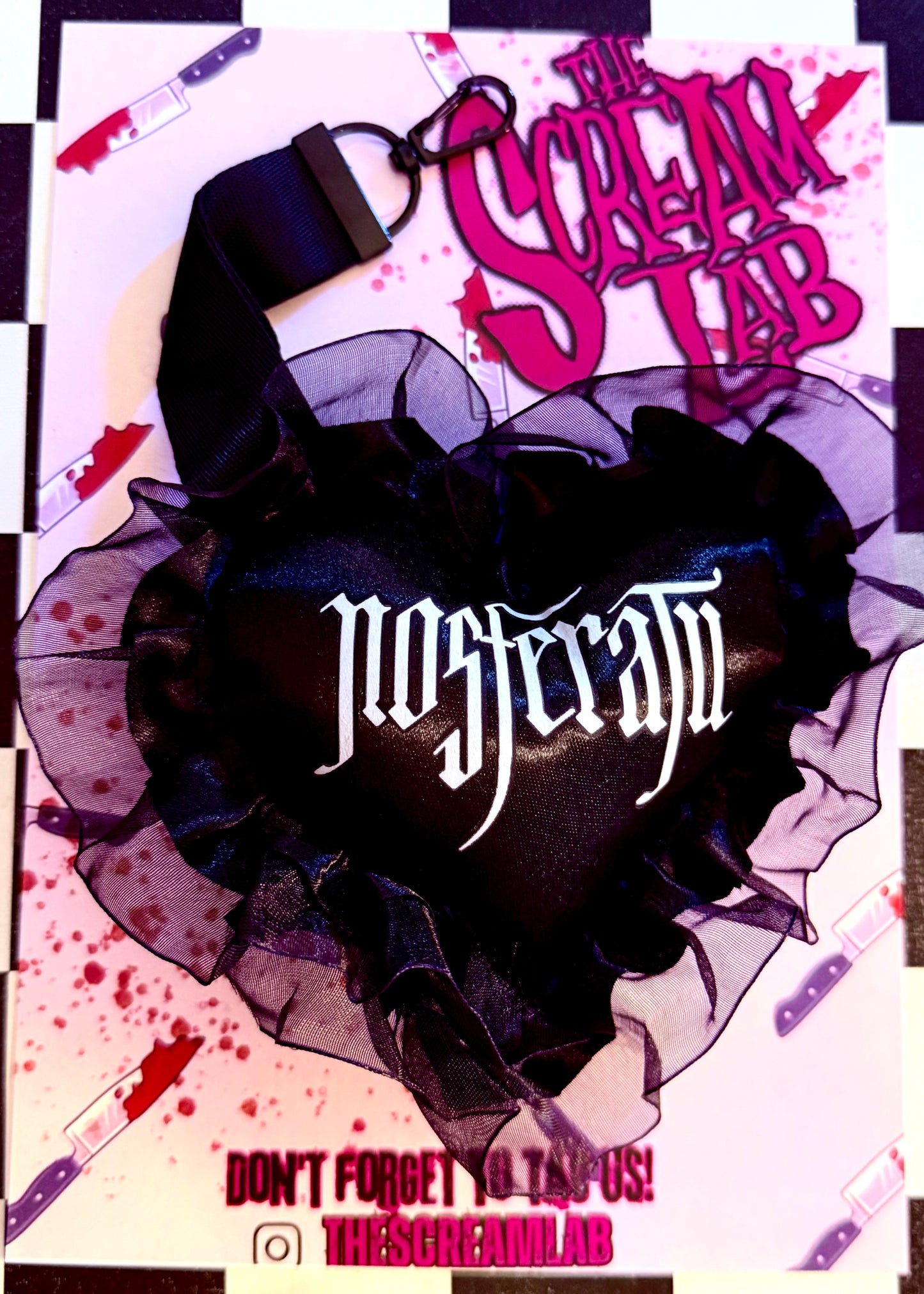 Nosferatu Pillow Keychain (black heart)